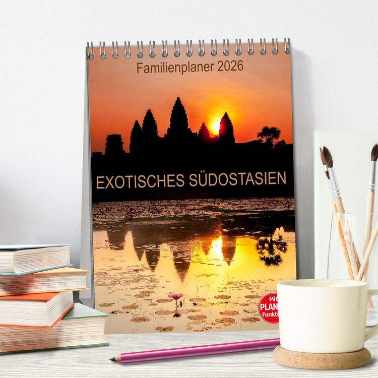 Produktbild: EXOTISCHES S&Uuml;DOSTASIEN - Familienplaner 2026 (Tischkalender 2026 DIN A5 hoch), CALVENDO Monatskalender