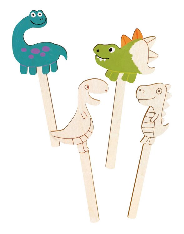 Produktbild: PEBARO 476 - Holzstiele-Set Dinosaurier, 11-teilig, Laser cut Deco-Stecker, Bastelset