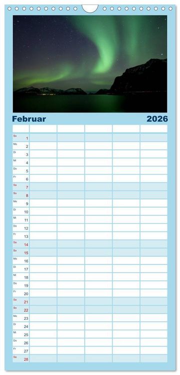 Produktbild: Familienplaner 2026 - Norwegen - Land im Norden mit 5 Spalten (Wandkalender, 21 x 45 cm) CALVENDO