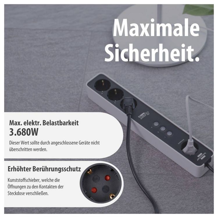 Produktbild: Brennenstuhl 1153240627 Steckdosenleiste Wei&szlig;, Schwarz Schutzkontakt 1St.