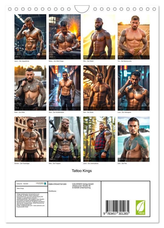 Produktbild: Tattoo Kings (Wandkalender 2026 DIN A4 hoch), CALVENDO Monatskalender