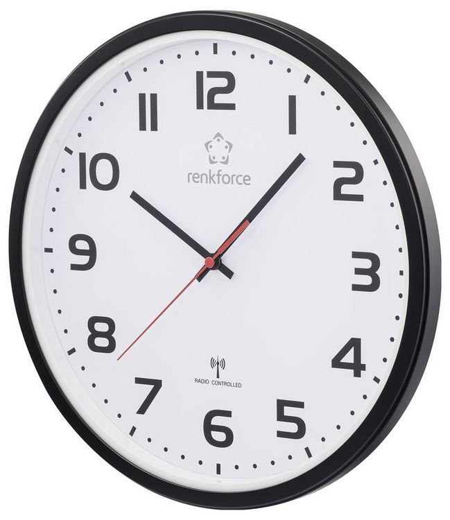 Produktbild: Renkforce RF-6826036 Funk Wanduhr 32cm x 45.5mm Wei&szlig;/Schwarz