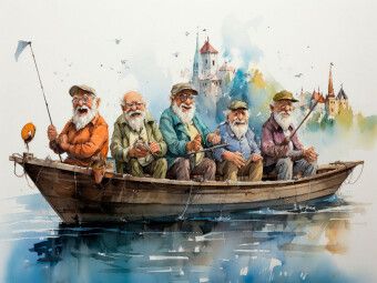Produktbild: CALVENDO Puzzle Lustige Rentner - Angeltour | 1000 Teile Lege-Gr&ouml;&szlig;e 64x48cm Foto-Puzzle f&uuml;r gl&uuml;ckliche Stunden