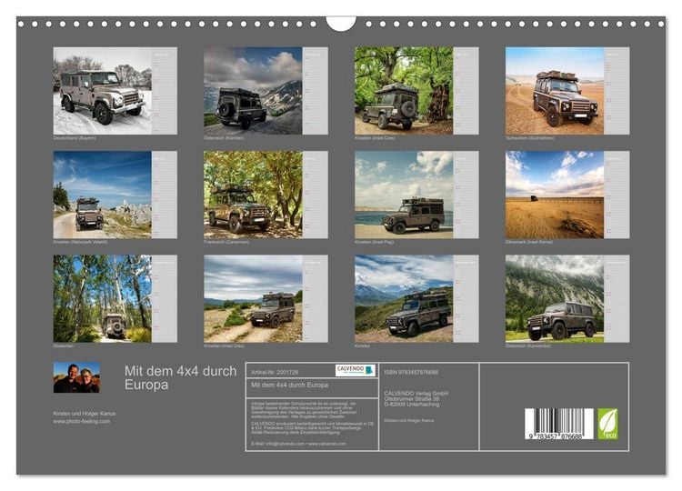 Produktbild: Mit dem 4x4 durch Europa (Wandkalender 2026 DIN A3 quer), CALVENDO Monatskalender