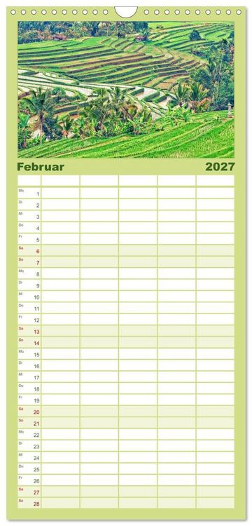 Produktbild: Familienplaner 2027 - Bali - Insel der G&ouml;tter mit 5 Spalten (Wandkalender, 21 x 45 cm) CALVENDO