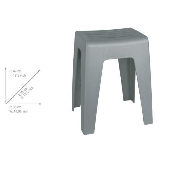 Produktbild: Badhocker Mod. Kumba Grau, stabile Qualit&auml;t aus Kunststoff