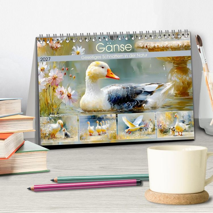 Produktbild: G&auml;nse. Geselliges Schnattern in der Natur (Tischkalender 2027 DIN A5 quer), CALVENDO Monatskalender