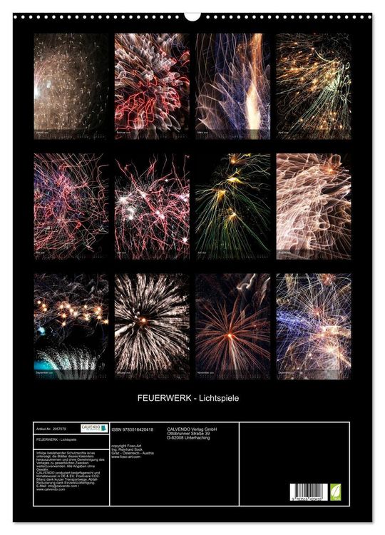 Produktbild: FEUERWERK - Lichtspiele (Wandkalender 2026 DIN A2 hoch), CALVENDO Monatskalender