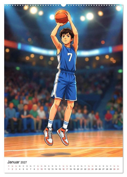 Produktbild: Level Up &ndash; Basketballhelden (Wandkalender 2027 DIN A2 hoch), CALVENDO Monatskalender