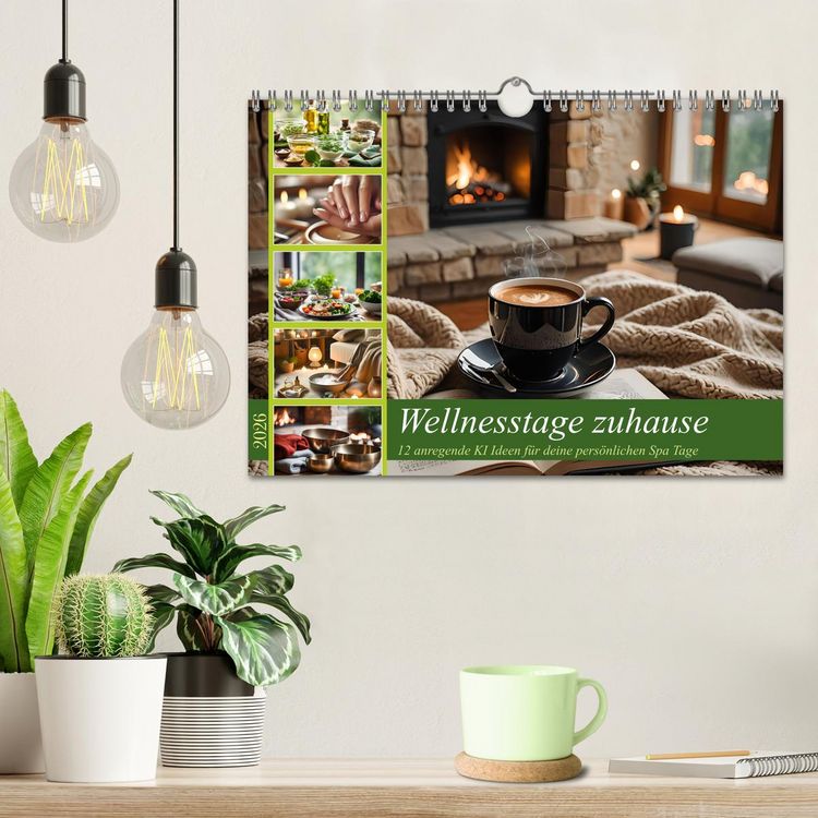 Produktbild: Wellnesstage zuhause - 12 anregende KI Ideen f&uuml;r deine pers&ouml;nlichen Spa Tage (Wandkalender 2026 DIN A4 quer), CALVENDO Monatskalender