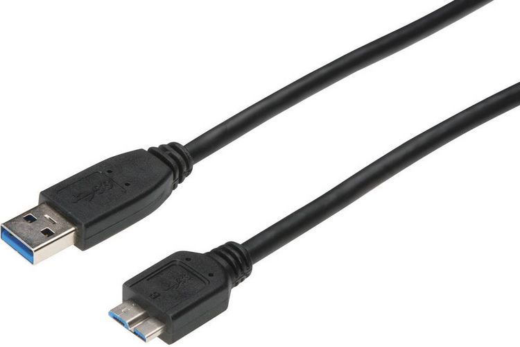 Produktbild: Digitus USB-Kabel USB 3.2 Gen1 USB-A Stecker, USB-Micro-B 3.0 Stecker 1.00 m Schwarz AK-300116-010-S