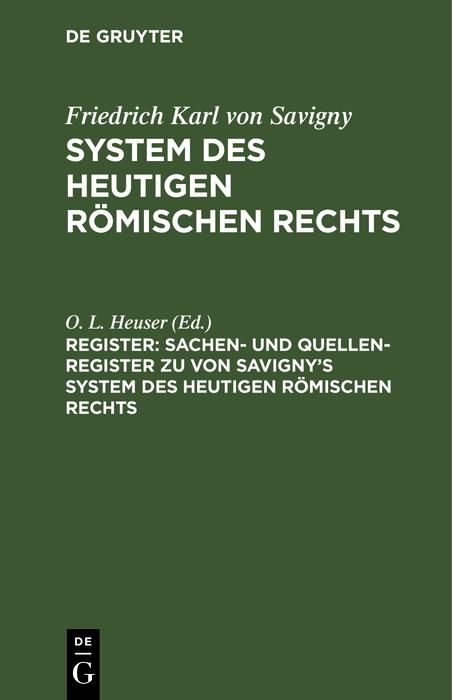 Produktbild: Sachen- und Quellen-Register zu von Savigny's System des heutigen r&ouml;mischen Rechts