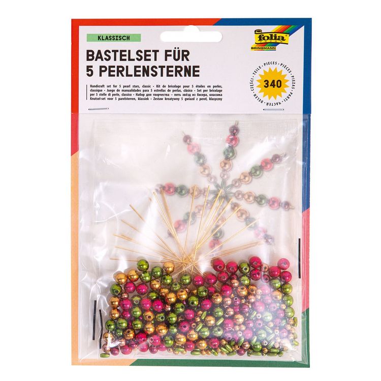 Produktbild: folia Bastelset Perlensterne klassisch f&uuml;r 5 Sterne 340 Teile