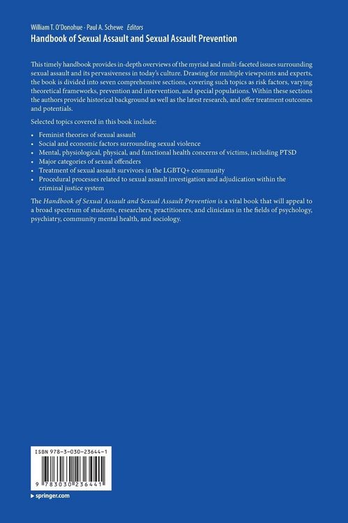 Produktbild: Handbook of Sexual Assault and Sexual Assault Prevention