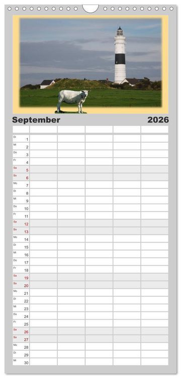 Produktbild: Familienplaner 2026 - Leuchtt&uuml;rme Schleswig-Holsteins mit 5 Spalten (Wandkalender, 21 x 45 cm) CALVENDO