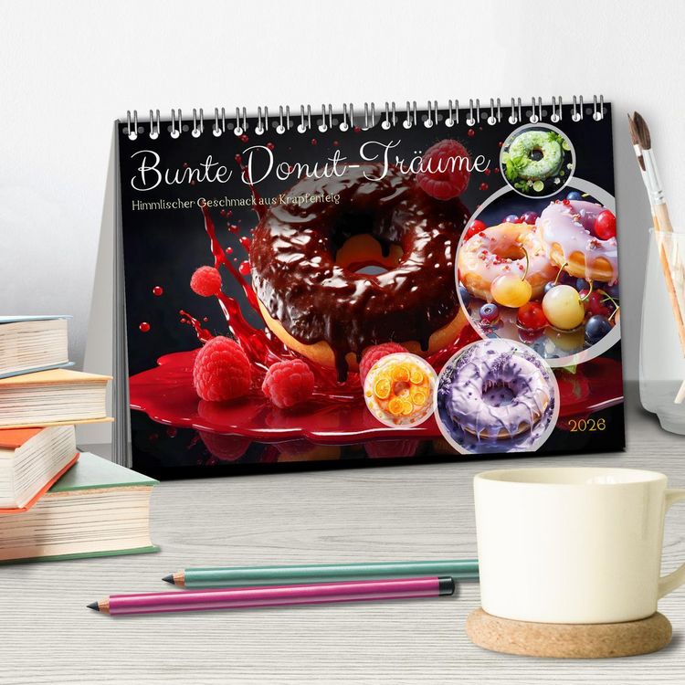 Produktbild: Bunte Donut-Tr&auml;ume - Himmlischer Geschmack aus Krapfenteig (Tischkalender 2026 DIN A5 quer), CALVENDO Monatskalender