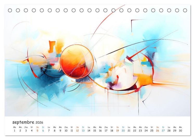 Produktbild: L'art abstrait en mouvement (Calendrier de bureau 2026 DIN A5 vertical), CALVENDO calendrier mensuel