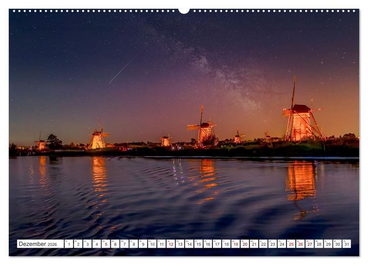 Produktbild: Die Windm&uuml;hlen von Kinderdijk - UNESCO Welterbe (Wandkalender 2026 DIN A2 quer), CALVENDO Monatskalender