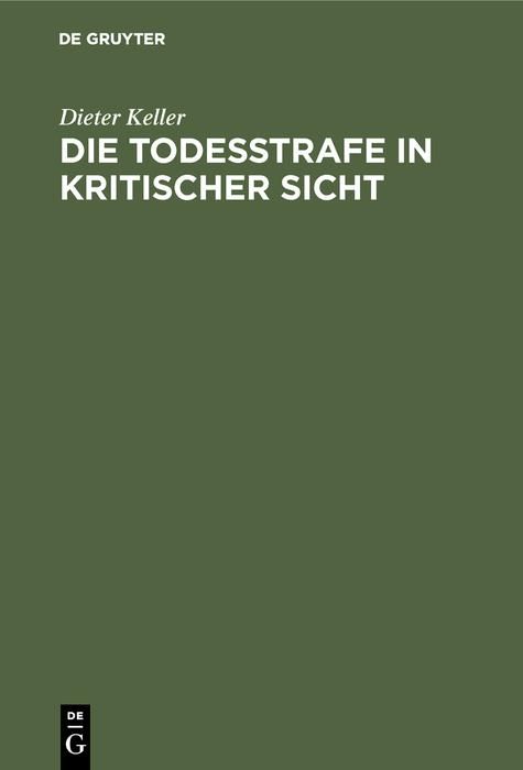Produktbild: Die Todesstrafe in kritischer Sicht