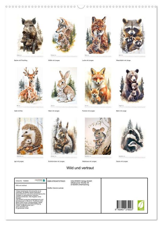 Produktbild: Wild und vertraut (hochwertiger Premium Wandkalender 2026 DIN A2 hoch), Kunstdruck in Hochglanz