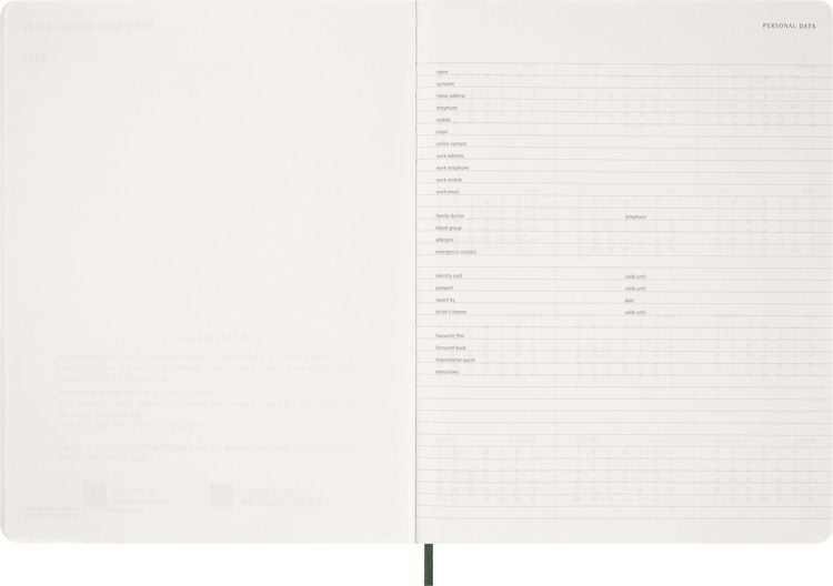 Produktbild: Moleskine 15 Monate Essential Wochenkalender 2026/2027, 1 Wo = 2 Seiten, vertikal, XXL, weicher Einband, Myrtengr&uuml;n