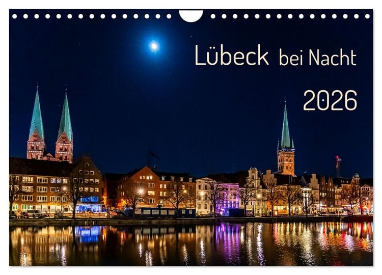 Produktbild: L&uuml;beck bei Nacht (Wandkalender 2026 DIN A4 quer), CALVENDO Monatskalender