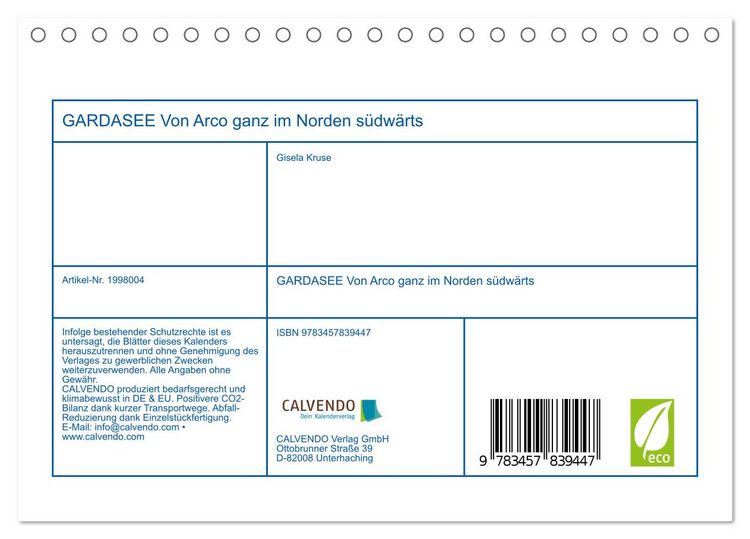 Produktbild: GARDASEE Von Arco ganz im Norden s&uuml;dw&auml;rts (Tischkalender 2026 DIN A5 quer), CALVENDO Monatskalender