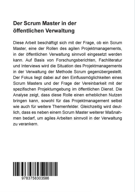 Produktbild: Der Scrum Master in der &ouml;ffentlichen Verwaltung