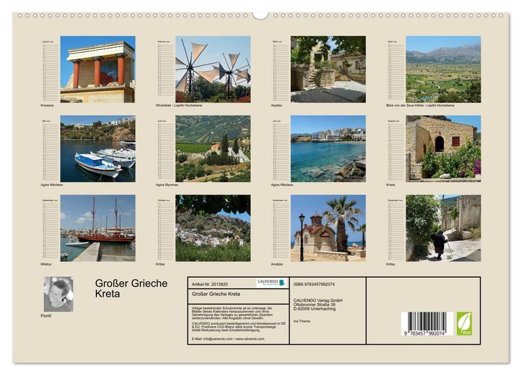 Produktbild: Gro&szlig;er Grieche Kreta (hochwertiger Premium Wandkalender 2026 DIN A2 quer), Kunstdruck in Hochglanz