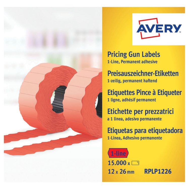 Produktbild: AVERY Zweckform Preis Etiketten permanent haftend rot 26x12mm 15000 St&uuml;ck