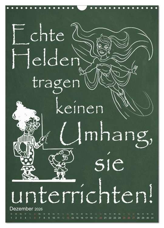 Produktbild: Coole Lehrerspr&uuml;che (Wandkalender 2026 DIN A3 hoch), CALVENDO Monatskalender