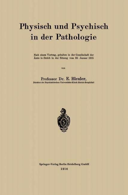 Produktbild: Physisch und Psychisch in der Pathologie