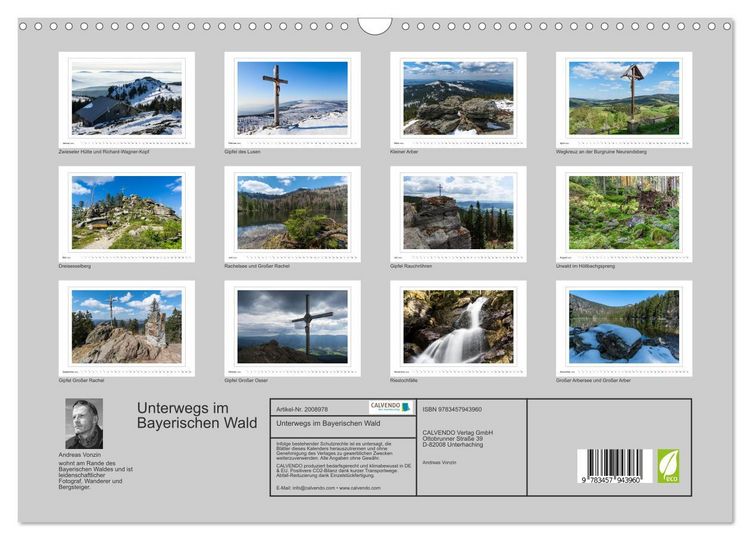 Produktbild: Unterwegs im Bayerischen Wald (Wandkalender 2026 DIN A3 quer), CALVENDO Monatskalender