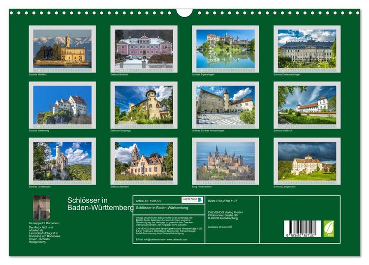 Produktbild: Schl&ouml;sser in Baden-W&uuml;rttemberg (Wandkalender 2026 DIN A3 quer), CALVENDO Monatskalender