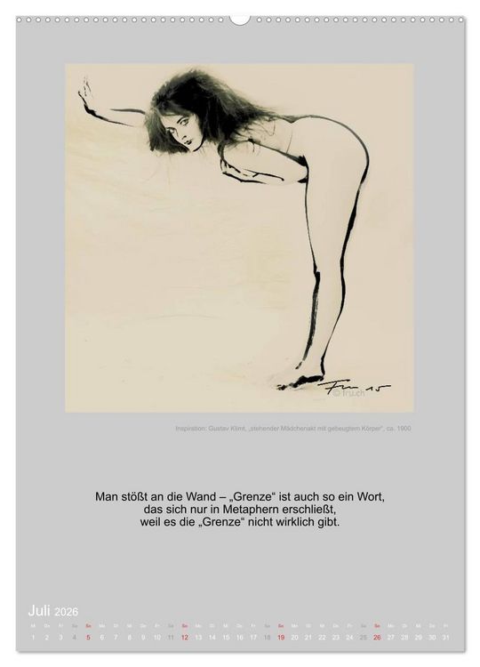 Produktbild: EROTISCHE BODYPAINTING ZITATE - HOMMAGE AN KLIMT, SCHIELE UND PICASSO (hochwertiger Premium Wandkalender 2026 DIN A2 hoch), Kunstdruck in Hochglanz