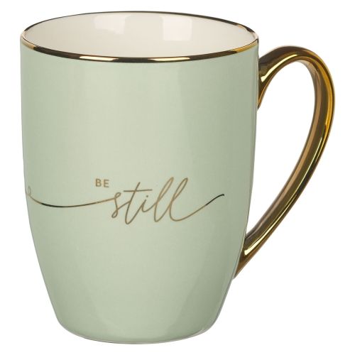 Produktbild: Be Still Soft Green and Gold Ceramic Coffee Mug