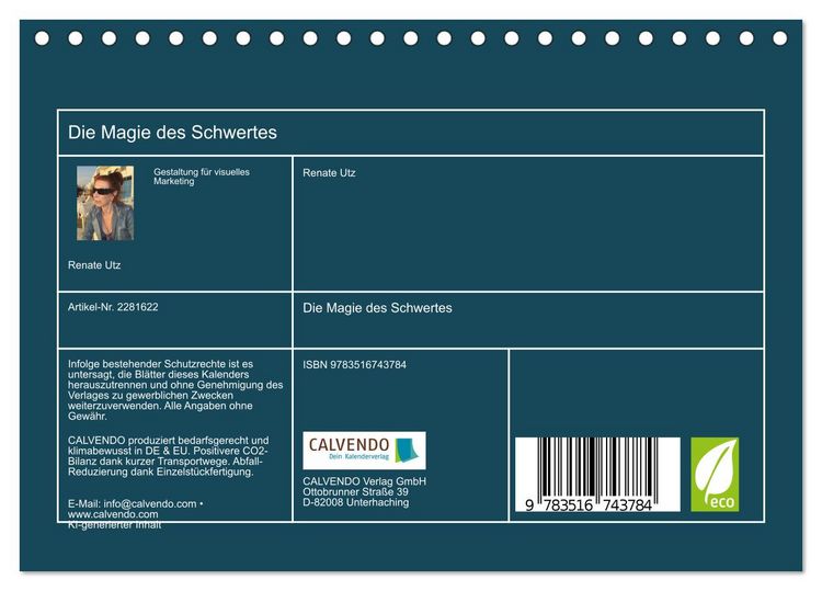 Produktbild: Die Magie des Schwertes (Tischkalender 2026 DIN A5 quer), CALVENDO Monatskalender