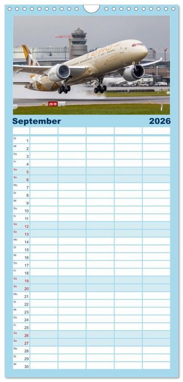 Produktbild: Familienplaner 2026 - Faszination Fliegerei mit 5 Spalten (Wandkalender, 21 x 45 cm) CALVENDO
