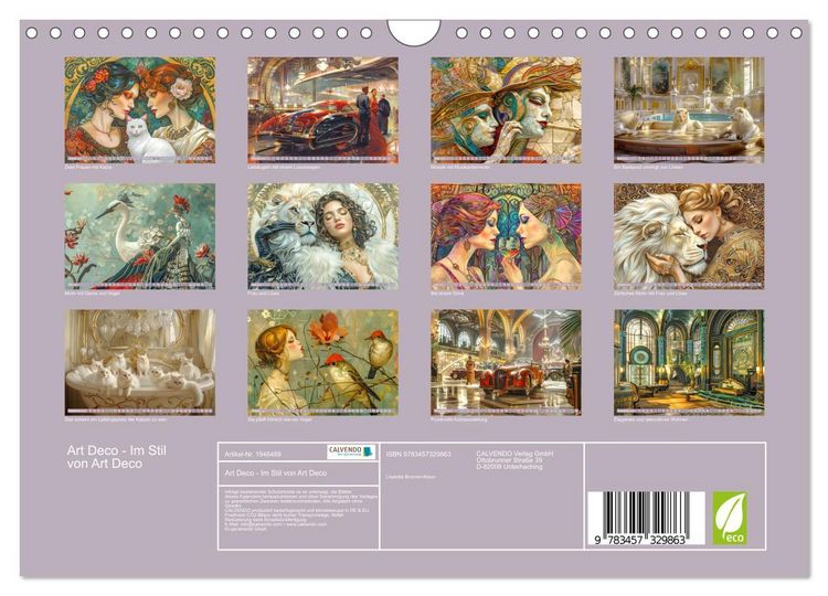 Produktbild: Art Deco - Im Stil von Art Deco (Wandkalender 2026 DIN A4 quer), CALVENDO Monatskalender