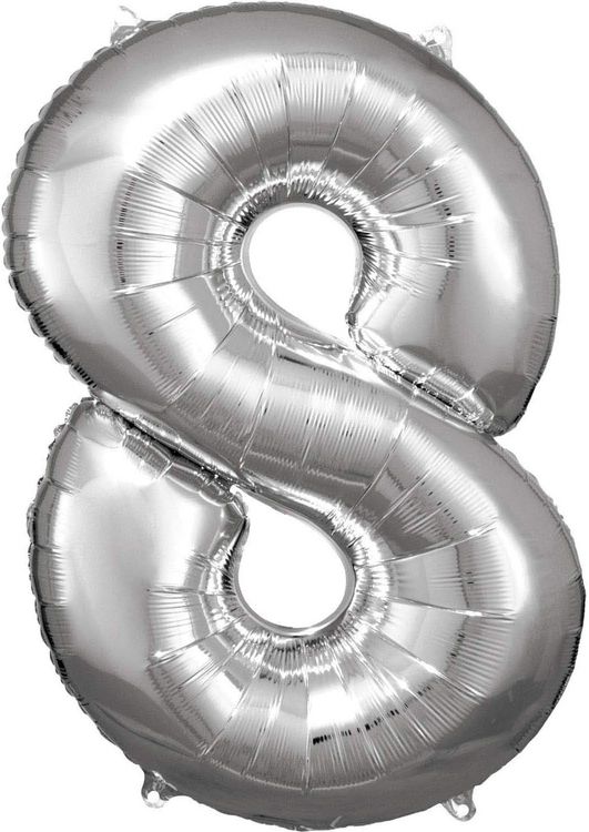 Produktbild: Amscan Folienballon Zahl 8 silber 53x83cm