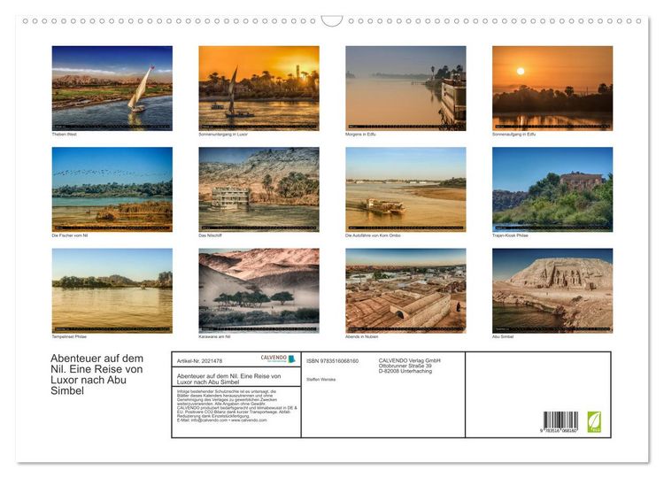 Produktbild: Abenteuer auf dem Nil. Eine Reise von Luxor nach Abu Simbel (Wandkalender 2026 DIN A2 quer), CALVENDO Monatskalender