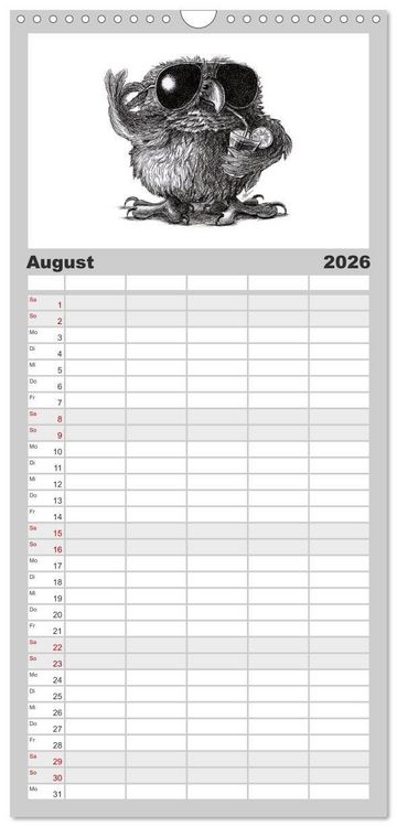 Produktbild: Familienplaner 2026 - TIERONISCH mit 5 Spalten (Wandkalender, 21 x 45 cm) CALVENDO