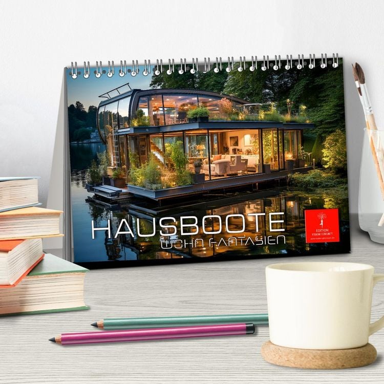 Produktbild: Hausboote Wohn Fantasien (Tischkalender 2026 DIN A5 quer), CALVENDO Monatskalender