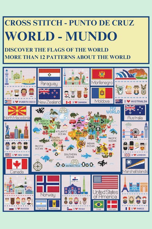 Produktbild: World Cross-Stitch: Discover the Flags of the World and More Than 12 Patterns About The World