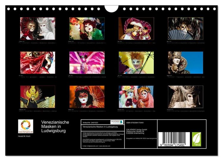 Produktbild: Venezianische Masken in Ludwigsburg (Wandkalender 2027 DIN A4 quer), CALVENDO Monatskalender