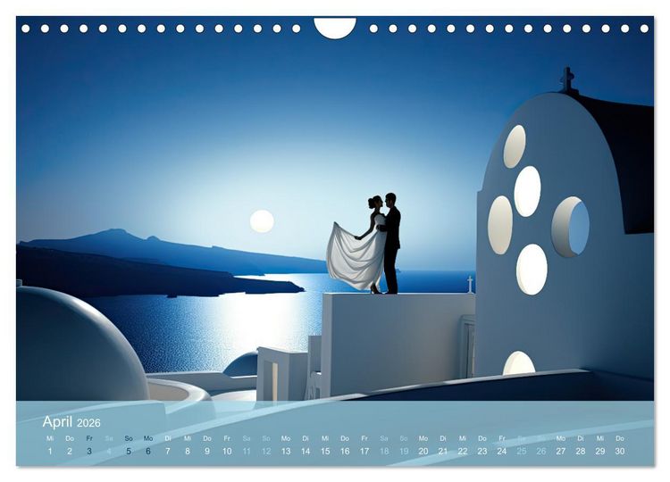 Produktbild: Santorini, Griechenland -Romatische Abendstimmung- (Wandkalender 2026 DIN A4 quer), CALVENDO Monatskalender