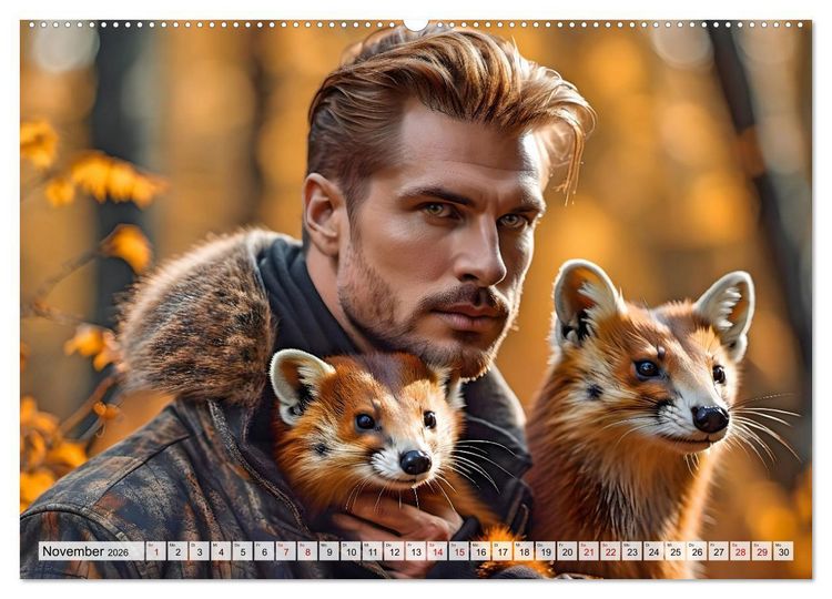 Produktbild: Naturburschen im Wald - Muskeln, Tattoos und Waldbewohner (hochwertiger Premium Wandkalender 2026 DIN A2 quer), Kunstdruck in Hochglanz