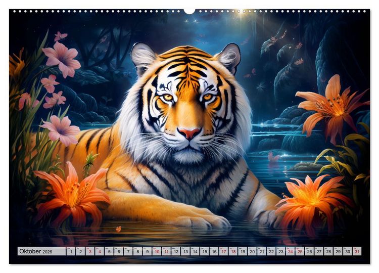 Produktbild: Jahr des Tigers - Portr&auml;ts des chinesischen Tierkreiszeichens (Wandkalender 2026 DIN A2 quer), CALVENDO Monatskalender