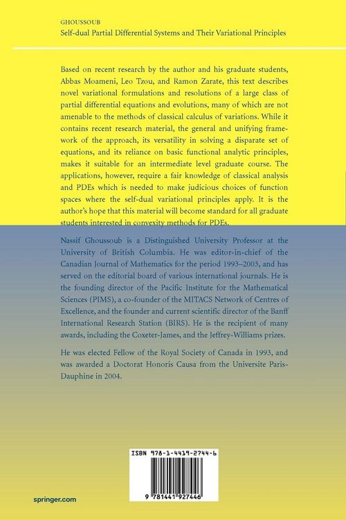 Produktbild: Self-dual Partial Differential Systems and Their Variational Principles
