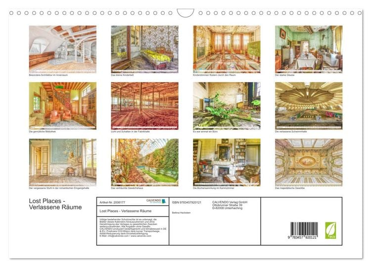 Produktbild: Lost Places - Verlassene R&auml;ume (Wandkalender 2026 DIN A3 quer), CALVENDO Monatskalender